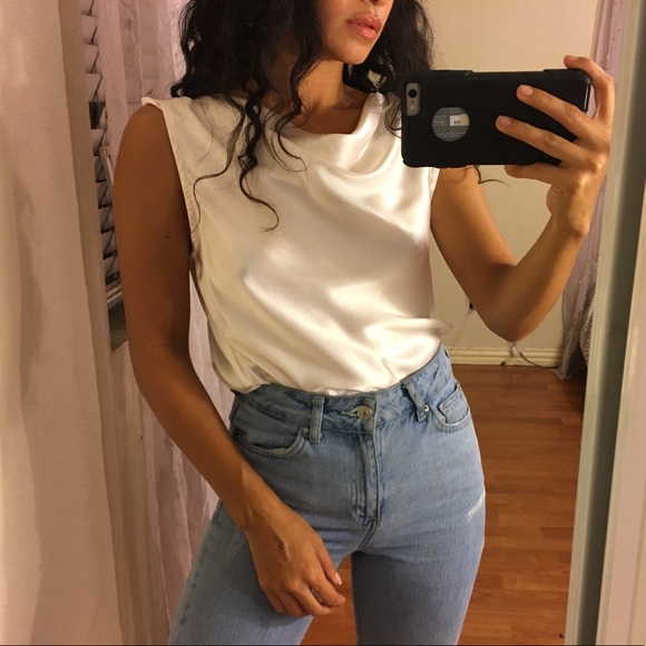 Dorman Tops - dorman cream white silk cowl neck blouse